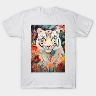 Floral Majesty Tiger Art Print T-Shirt